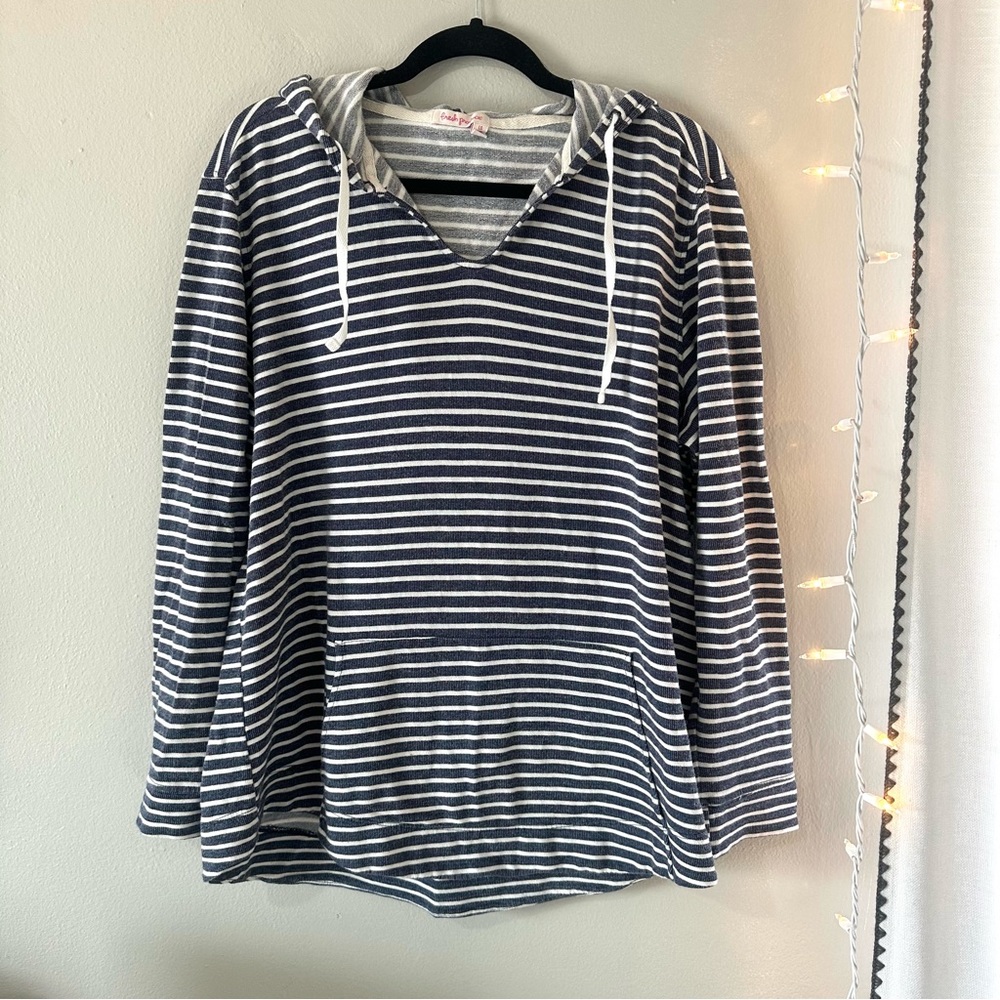 Fresh Produce Seafarer Striped Pullover Hooded Sweater Large